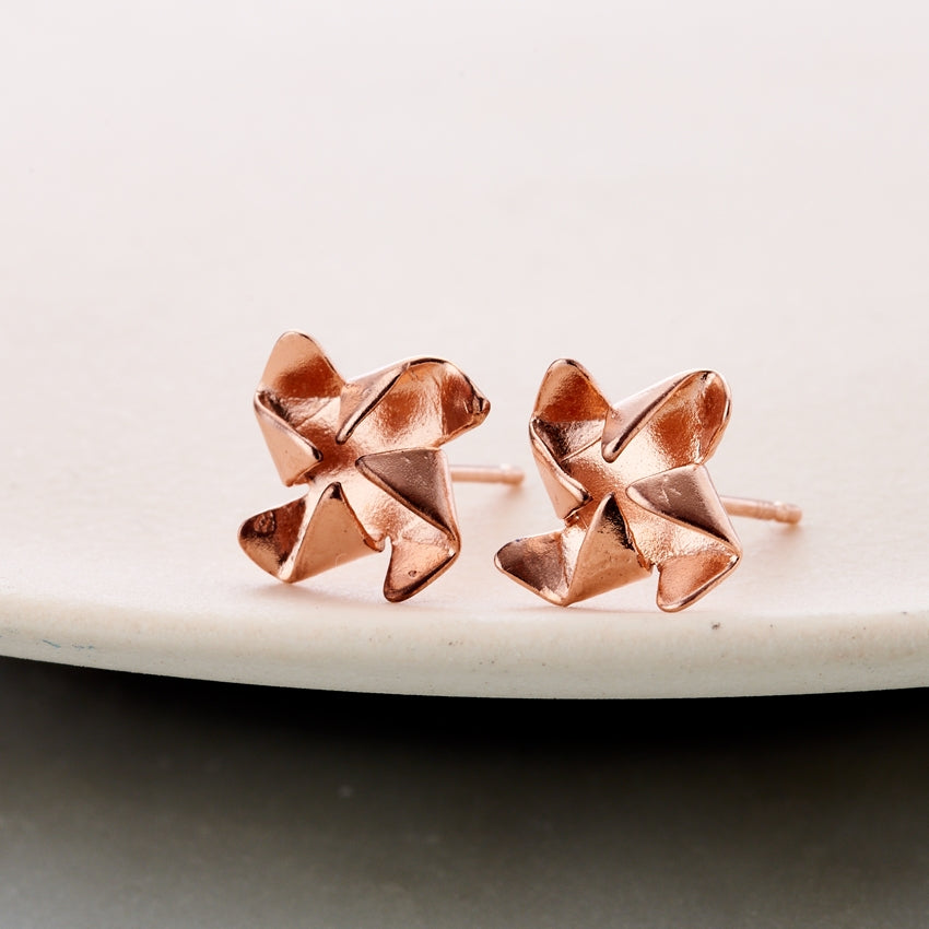 Origami Flower Stud Earrings