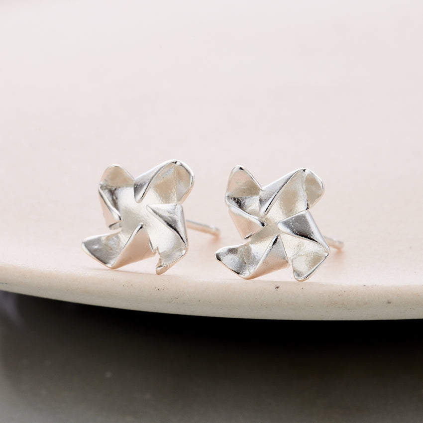 Origami Flower Stud Earrings