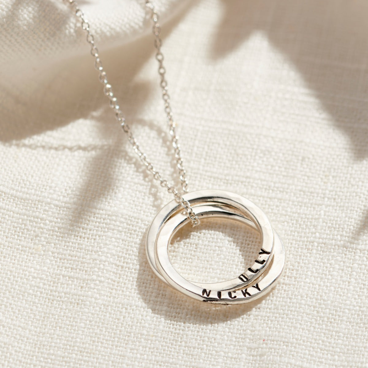 Personalised Two Russian Ring Wabi-Sabi Necklace