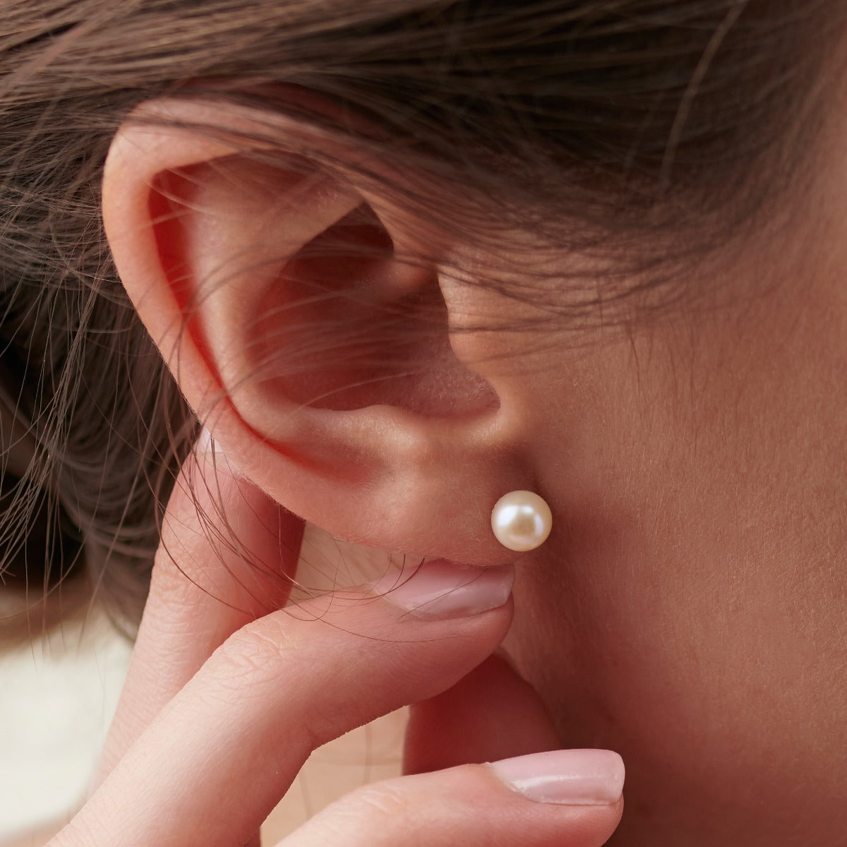 9ct Gold Pearl & CZ Stud Earrings