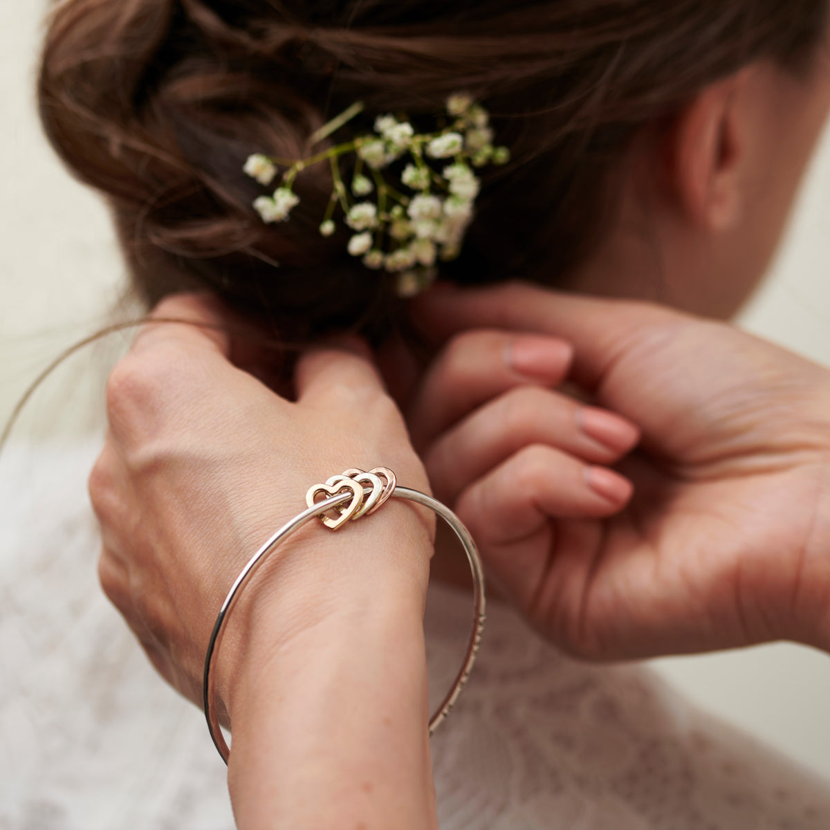 Personalised 9ct Gold Love Heart Bangle