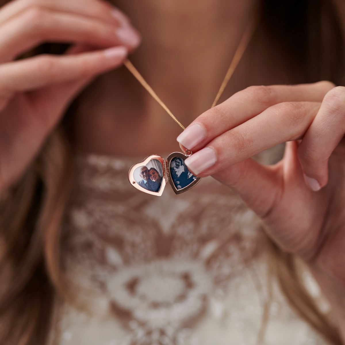 Floral Wedding Initials Heart Locket Necklace