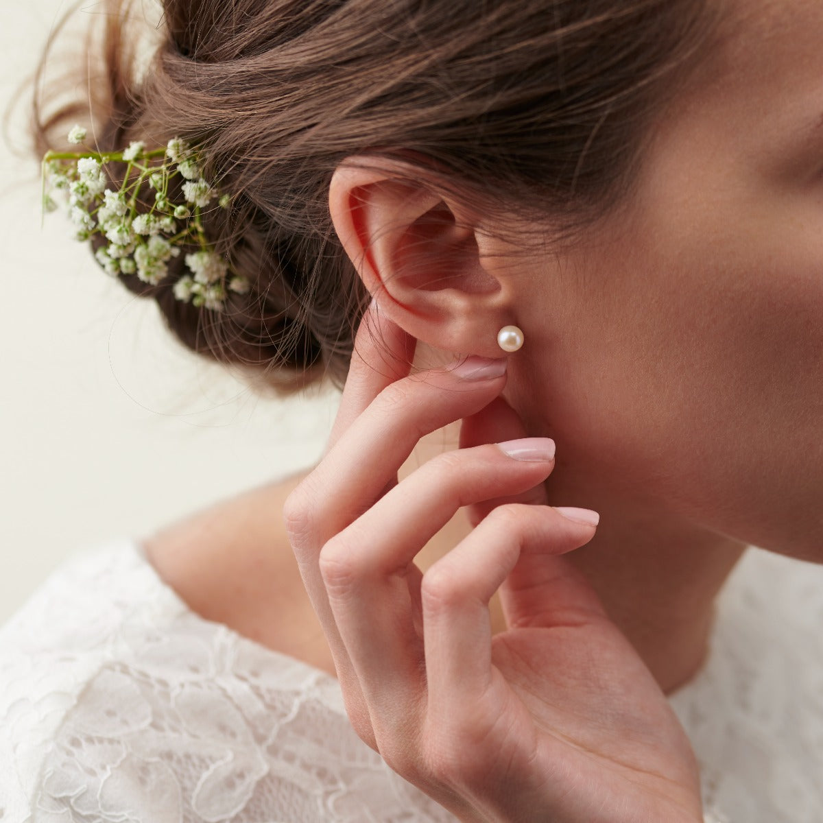 9ct Gold Pearl & CZ Stud Earrings