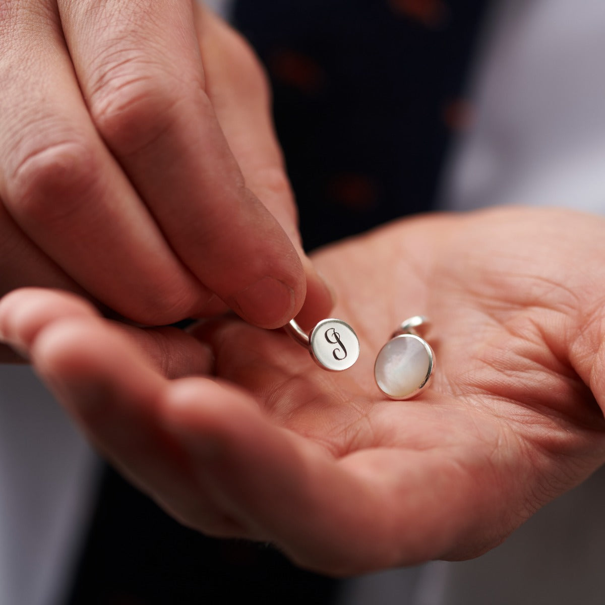 Monogrammed Groomsmen Pearl Cufflinks