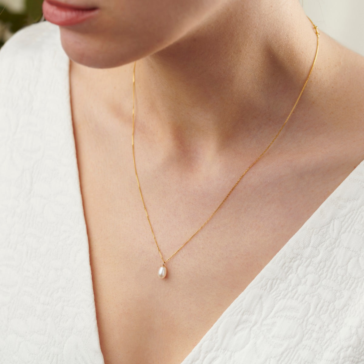 9ct Gold Pearl Drop Bridal Necklace