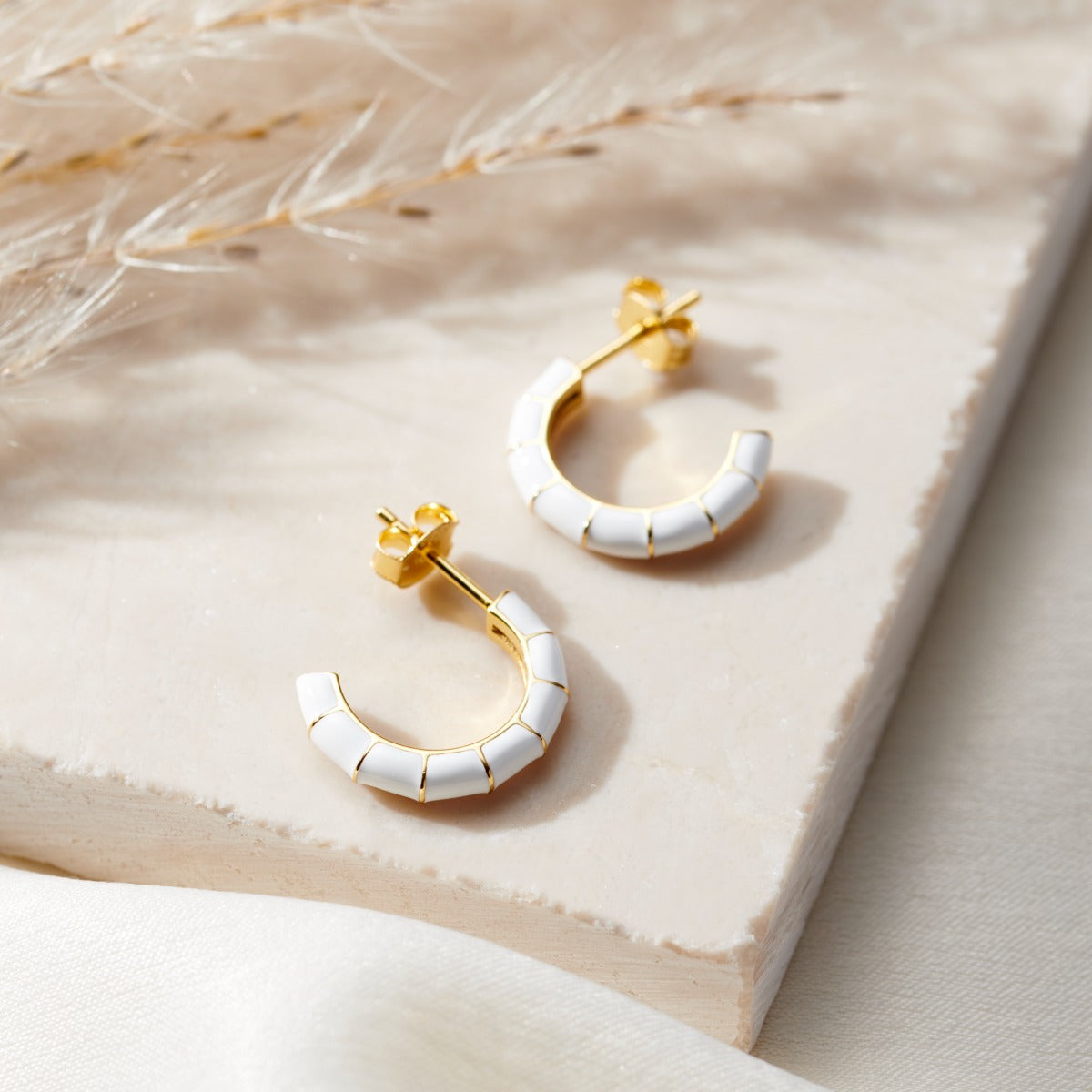 Enamel Open Hoop Earrings