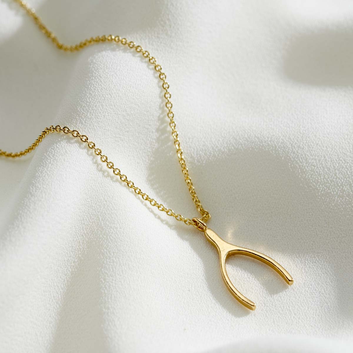 Personalised Silver Lucky Wishbone Necklace