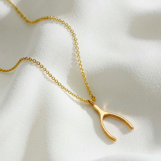 9ct Gold Lucky Wishbone Necklace