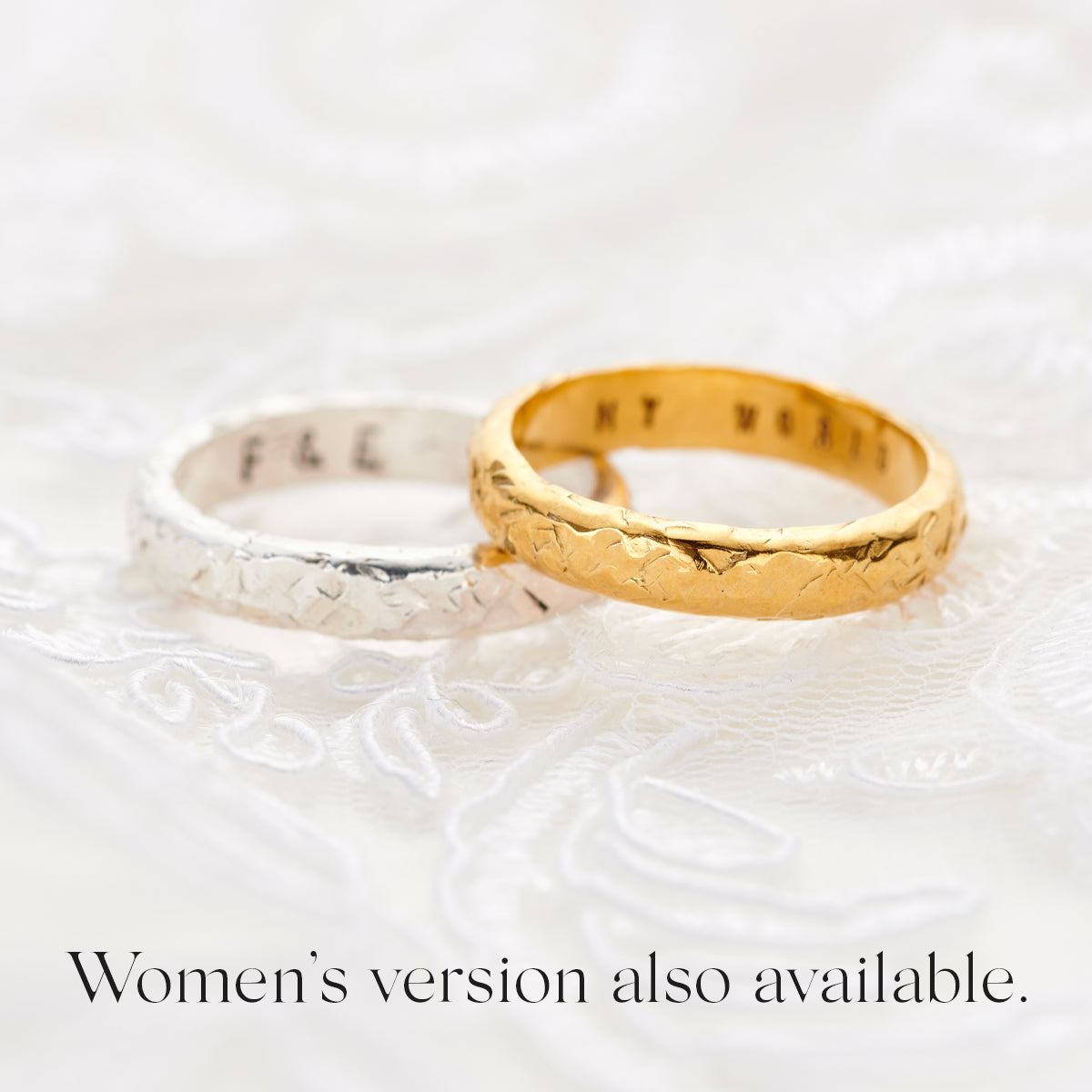 Textured Personalised 9ct Gold Men's Wedding Ring